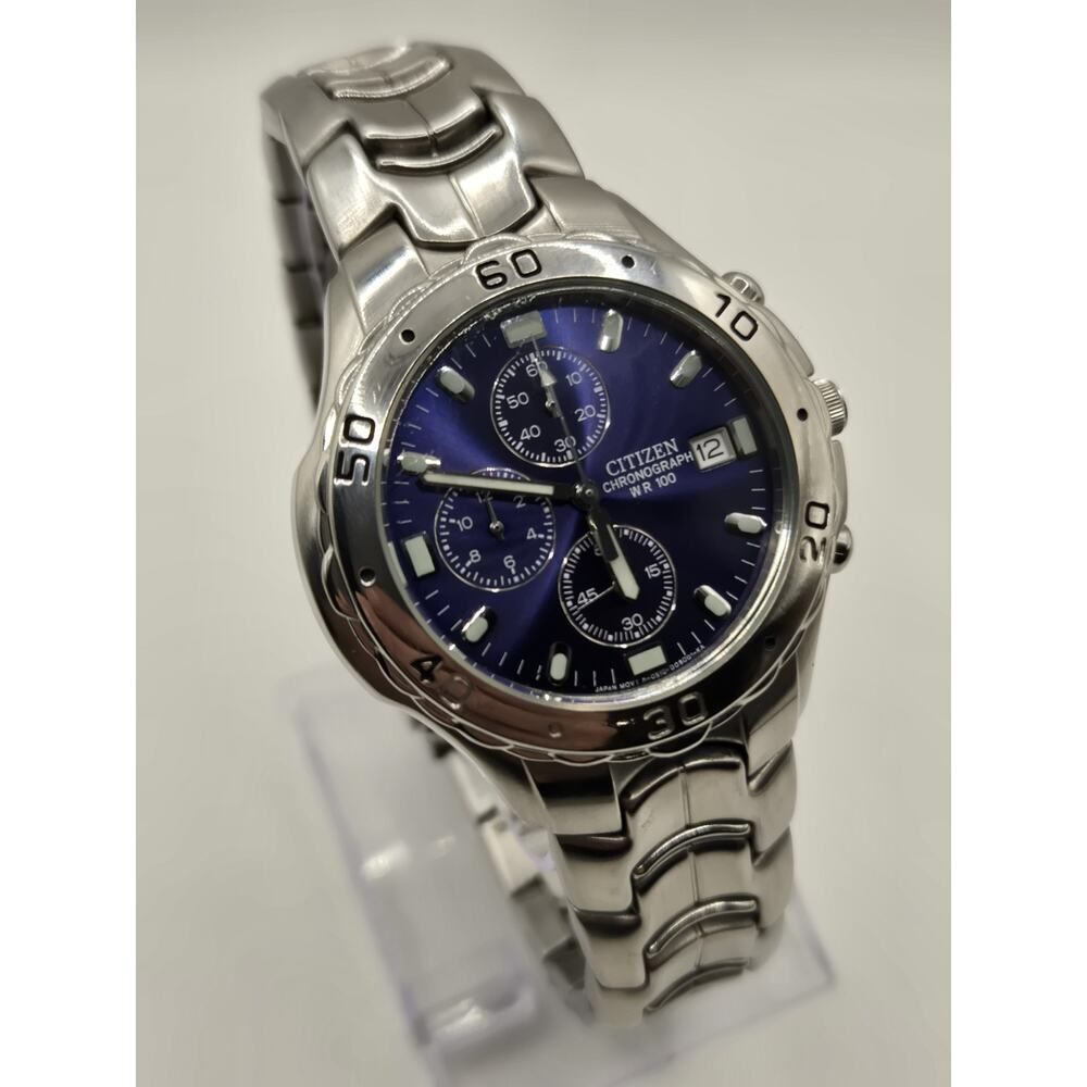 Citizen Chronograph 42mm Watch 0510-S92294 GN-4-S. New Battery. 8.5+" Band - Picture 4 of 10